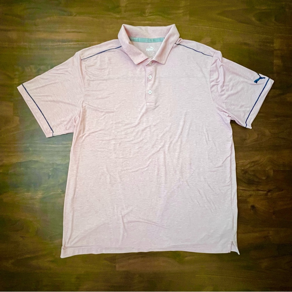 Puma Golf Polo Short Sleeve Pink With Black Trim Excellent Condition Men’s Sx XL